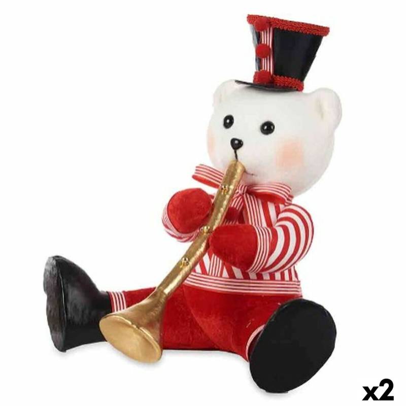 Weihnachtsschmuck Krist+ Weiß Schwarz Rot Bär Trompete 32 x 31 x 26 cm (2 Stück) von Krist+