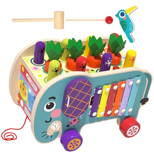 Krmoau Spielwürfel-Aktivitätscenter, Aktivitätscenter aus Holz für Kinder - Lernspielzeug mit Tierlabyrinth und rotierendem Zahnrad | Verbessert die Feinmotorik, Elefantenmuster, Krmoau Spielwürfel-Aktivitätscenter, Aktivitätscenter aus Holz für Kinder - Lernspielzeug mit Tierlabyrinth und rotierendem Zahnrad | Verbessert die Feinmotorik, Elefantenmuster, von Krmoau
