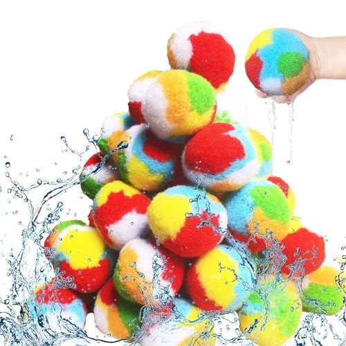 Krmoau Wiederverwendbare Wasserbälle, 60 Stück Splash Bälle, Baumwoll Wasserbomben, Wasserschlacht Bälle Für Wasserschlacht Im Garten Pool Und Trampolin Sommer Krmoau Wiederverwendbare Wasserbälle, 60 Stück Splash Bälle, Baumwoll Wasserbomben, Wasserschlacht Bälle Für Wasserschlacht Im Garten Pool Und Trampolin Sommer von Krmoau