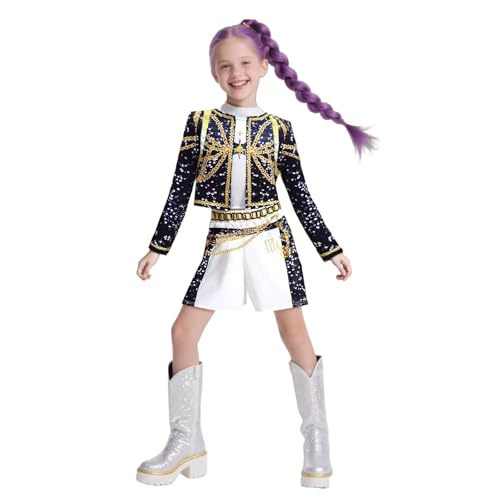 Kpop Hunters Cosplay Verkleidung, Huntrix Anime Kostüm für Cosplay, Halloween Karneval Party Kostüm für Mädchen Erwachsene, perfekt für Halloween, Weihnachten, Geburtstag, Party, Kleid Gold Schwarz, 7 Kpop Hunters Cosplay Verkleidung, Huntrix Anime Kostüm für Cosplay, Halloween Karneval Party Kostüm für Mädchen Erwachsene, perfekt für Halloween, Weihnachten, Geburtstag, Party, Kleid Gold Schwarz, 7 von Kroilucaly