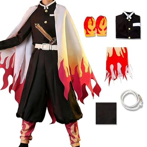 Kroilucaly 6-teiliges Anime Cosplay Kostüm Kinder und Erwachsene Party Halloween Karneval Set Kostüm Japanischer Umhang Kimono Zubehör Gürtel Schnalle für Mädchen Jungen Herren Damen von Kroilucaly