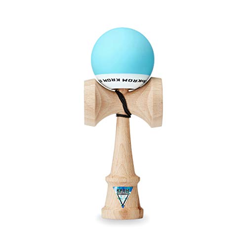 KROM Kendama - POP Rubber Hellblau - aus Holz für Anfänger und Fortgeschrittene - Geschicklichkeitsspiel für draußen und drinnen - Holzspielzeug mit Schnur und Ball von KROM