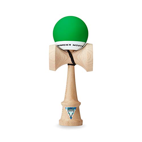 KROM Kendama - POP Rubber DUNKELGRÜN aus Holz für Anfänger und Fortgeschrittene - Geschicklichkeitsspiel für draußen und drinnen - Holzspielzeug mit Schnur und Ball von KROM