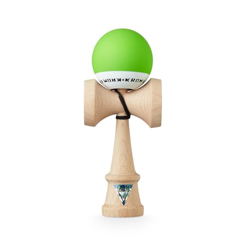 Original KROM Pro Kendama aus Holz für Anfänger und Fortgeschrittene - POP Lindgrün - Geschicklichkeitsspiel für draußen und drinnen - Holzspielzeug mit Schnur und Ball von KROM