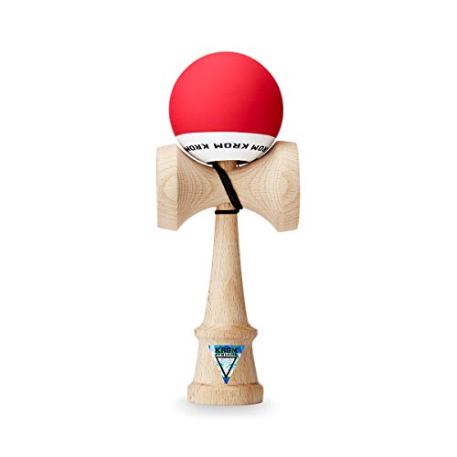 KROM Original Pro Kendama aus Holz für Anfänger und Fortgeschrittene - POP Rot - Geschicklichkeitsspiel für draußen und drinnen - Holzspielzeug mit Schnur und Ball - Kendama Skilltoy Kugelfangspiel von KROM