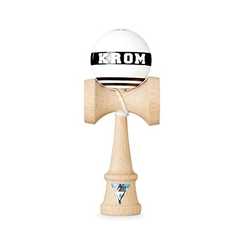 KROM Original Pro Kendama - Strogo Weiß - Geschicklichkeitsspiel für draußen und drinnen - Holzspielzeug mit Schnur und Ball - Kendama Skilltoy Kugelfangspiel von KROM