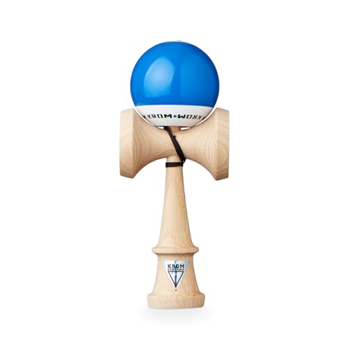 KROM Original Kendama aus Holz für Anfänger und Fortgeschrittene - POP LOL Dunkelblau - Geschicklichkeitsspiel für draußen und drinnen - Holzspielzeug mit Schnur und Ball von KROM