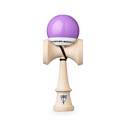 KROM Original Kendama aus Holz für Anfänger und Fortgeschrittene - POP LOL Lavendel - Geschicklichkeitsspiel für draußen und drinnen - Holzspielzeug mit Schnur und Ball von KROM