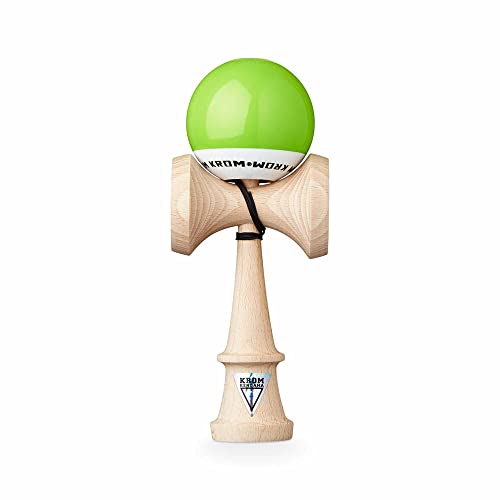 Original KROM Kendama aus Holz für Anfänger und Fortgeschrittene - POP LOL Lindgrün - Geschicklichkeitsspiel für draußen und drinnen - Holzspielzeug mit Schnur und Ball von KROM