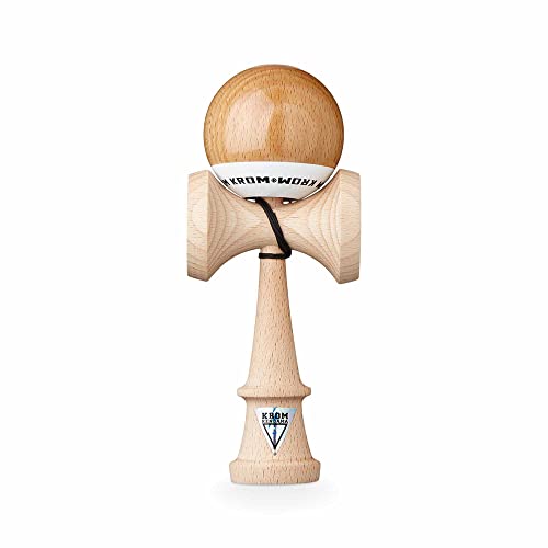 KROM Original Kendama aus Holz für Anfänger und Fortgeschrittene - POP LOL Naturoptik - Geschicklichkeitsspiel für draußen und drinnen - Holzspielzeug mit Schnur und Ball von KROM