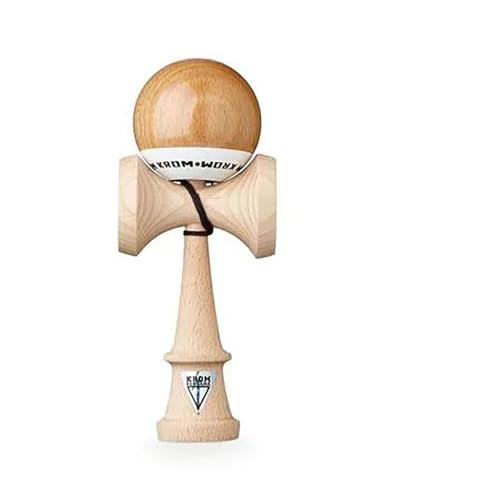 KROM Original Kendama aus Holz für Anfänger und Fortgeschrittene - POP LOL Naturoptik - Geschicklichkeitsspiel für draußen und drinnen - Holzspielzeug mit Schnur und Ball von KROM