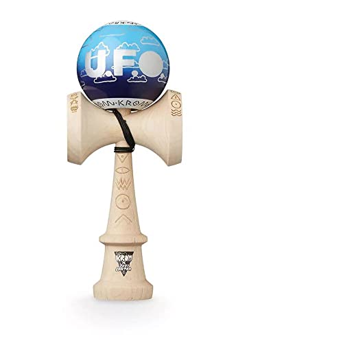 KROM Kendama UFO - aus Ahornholz für Anfänger und Fortgeschrittene - Geschicklichkeitsspiel für draußen und drinnen - Holzspielzeug mit Schnur und Ball - Kendama Skilltoy Kugelfangspiel von KROM