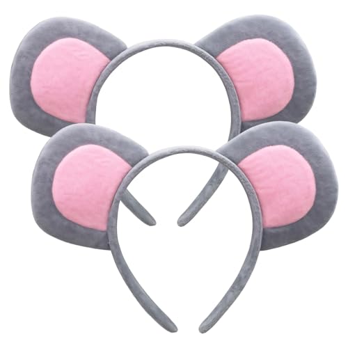 Kronabelle 2 Stück Haarreifen für Erwachsene, Maus-Ohren, lustige und gemütliche Stirnbänder für Kostüme, Partys und Festivals von Kronabelle