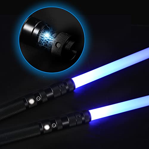 Krovtoy Lichtschwert 2 Pack,RGB Lichtschwerter mit 7 Farben,wechselbarem Metallgriff und Strike-Soundeffekten,Duell Lichtschwert, LED-Lichtschwert mit Metall-Aluminium-Griff Krovtoy Lichtschwert 2 Pack,RGB Lichtschwerter mit 7 Farben,wechselbarem Metallgriff und Strike-Soundeffekten,Duell Lichtschwert, LED-Lichtschwert mit Metall-Aluminium-Griff von Krovtoy