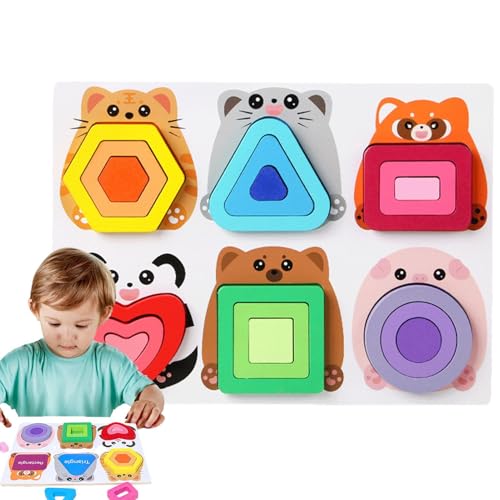 Krujecnt Form-Matching-Spiel, Formpuzzles aus Holz,Geometrisches Formpuzzle | -Formerkennungspuzzle für Mädchen und im Alter von 4 bis 6 Jahren, Lernspielzeug von Krujecnt