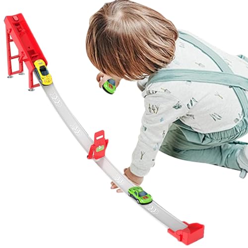 Krujecnt Kleinkinderautobahn, Kleinkinderrennbahn - Auto-Rutschspielzeug | Katapultbahn-Spielzeug mit 2 Miniautos für unterhaltsames Lernen, interaktive Rennautobahn, für Kinderpartys von Krujecnt