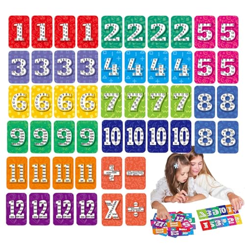 Krujecnt Mathe-Lernkarten-Set, Mathe-Lernkarten für die Früherziehung | Lernkarten zur Addition, Subtraktion, Division und Multiplikation | Vorschul-Lernspielzeug zum Erlernen von Zahlen, Rechnen und von Krujecnt