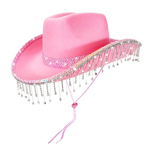 Krujecnt Western Cowboy Hat,Westernhut für Kostümfeste | Verzierter Kopfschmuck Mit Rüsche Und Strass Für Fotos Und Partys Krujecnt Western Cowboy Hat,Westernhut für Kostümfeste | Verzierter Kopfschmuck Mit Rüsche Und Strass Für Fotos Und Partys von Krujecnt
