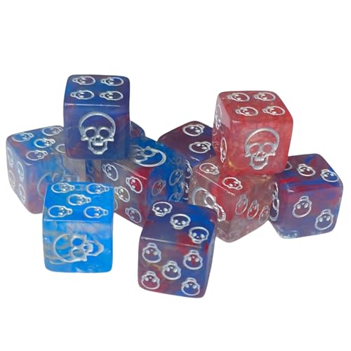 Ksikdeg 10pcs Acryl Sechsseitig Dices Set Schädelmuster Tischspiel Runde Eckrolle Spielen Brettspielzubehör Acryl Würfel Geschenk von Ksikdeg
