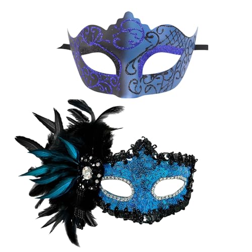 Ksikdeg 2 Stück Maskerade Halloween Kostüm Venezianer Uni Halbgesicht Gras von Ksikdeg