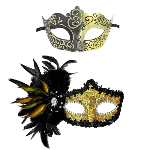 Ksikdeg 2 Stück Maskerade Halloween Kostüm Venezianer Uni Halbgesicht Gras von Ksikdeg