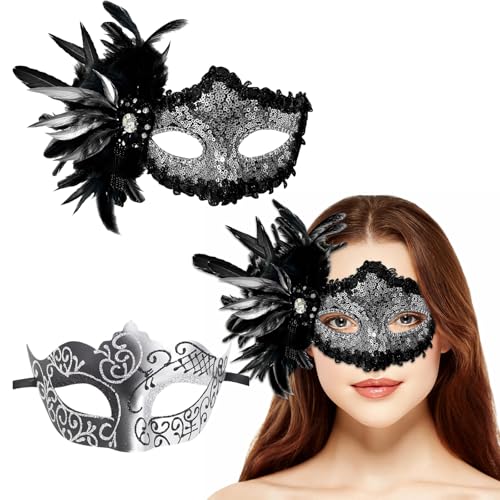 Ksikdeg 2 Stück Maskerade Halloween Kostüm Venezianer Uni Halbgesicht Gras von Ksikdeg