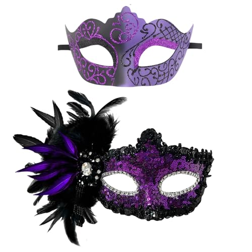 Ksikdeg 2 Stück Maskerade Halloween Kostüm Venezianer Uni Halbgesicht Gras von Ksikdeg