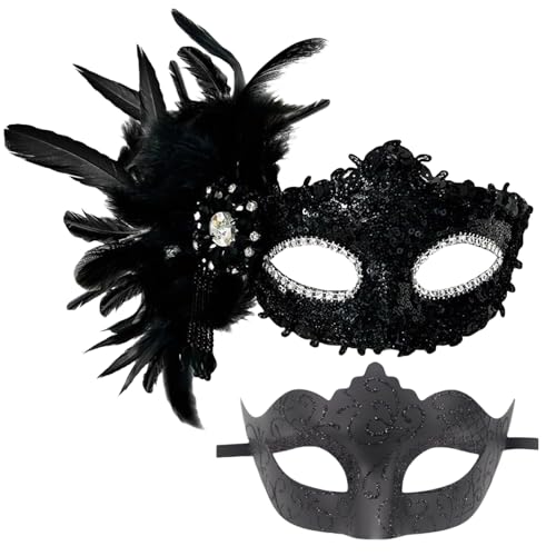 Ksikdeg 2 Stück Maskerade Halloween Kostüm Venezianer Uni Halbgesicht Gras von Ksikdeg