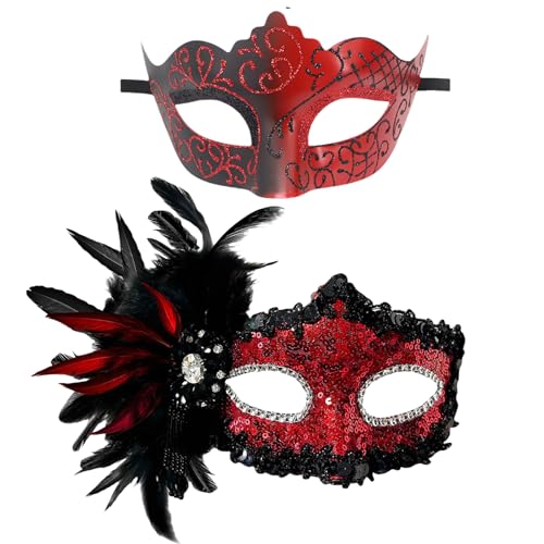 Ksikdeg 2 Stück Maskerade Halloween Kostüm Venezianer Uni Halbgesicht Gras von Ksikdeg
