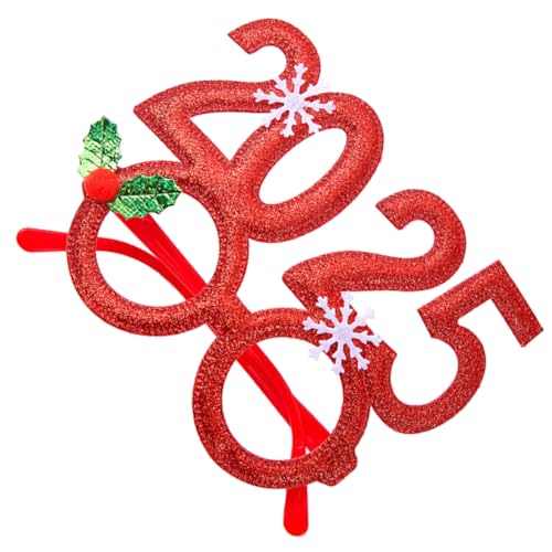 Ksikdeg 2025 Weihnachtsbrille Urlaub Brillen Rahmen Weihnachten Kostüm Brille 2025 Neujahr Party von Ksikdeg