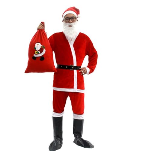 Ksikdeg 3/4/5/6/7-teiliger Weihnachtsmannanzug für Erwachsene, Lederstiefelkleid/Oberteil, Hose, rot, Weihnachtsmann-Kostüm, Weihnachten, Party, Cosplay Ksikdeg 3/4/5/6/7-teiliger Weihnachtsmannanzug für Erwachsene, Lederstiefelkleid/Oberteil, Hose, rot, Weihnachtsmann-Kostüm, Weihnachten, Party, Cosplay von Ksikdeg