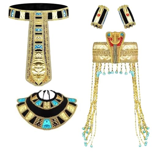 Ksikdeg Ägyptisches Kostümzubehör, ägyptische Stirnbänder, Schlangen-Kopfschmuck, ägyptischer Gürtel, Halsband, Armband für Damen und Herren Ksikdeg Ägyptisches Kostümzubehör, ägyptische Stirnbänder, Schlangen-Kopfschmuck, ägyptischer Gürtel, Halsband, Armband für Damen und Herren von Ksikdeg