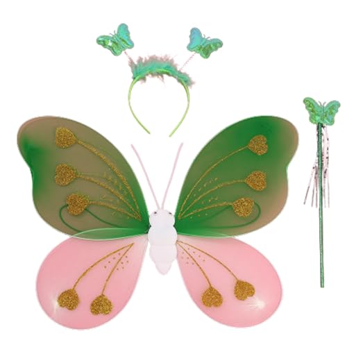 Ksikdeg Feenkostüm-Set für Mädchen, Kindergeburtstag, Alter 3–6 Jahre, inklusive Feenflügel-Feen-Zauberstab, Schmetterlings-Stirnbänder Ksikdeg Feenkostüm-Set für Mädchen, Kindergeburtstag, Alter 3–6 Jahre, inklusive Feenflügel-Feen-Zauberstab, Schmetterlings-Stirnbänder von Ksikdeg