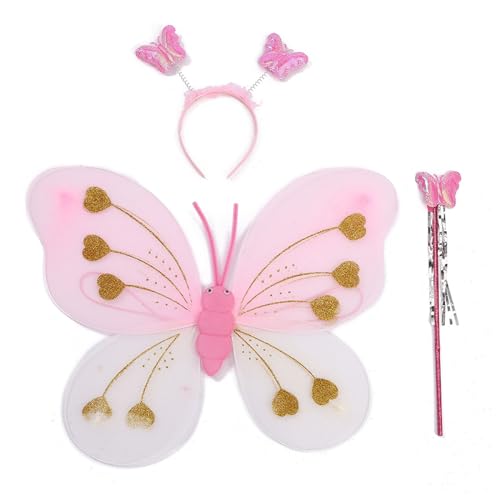 Ksikdeg Feenkostüm-Set für Mädchen, Kindergeburtstag, Alter 3–6 Jahre, inklusive Feenflügel-Feen-Zauberstab, Schmetterlings-Stirnbänder Ksikdeg Feenkostüm-Set für Mädchen, Kindergeburtstag, Alter 3–6 Jahre, inklusive Feenflügel-Feen-Zauberstab, Schmetterlings-Stirnbänder von Ksikdeg