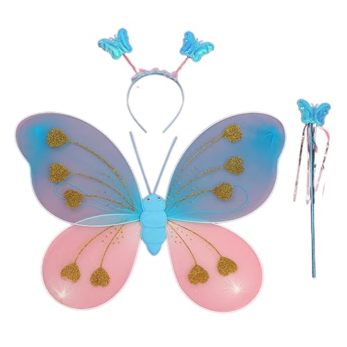 Ksikdeg Feenkostüm-Set für Mädchen, Kindergeburtstag, Alter 3–6 Jahre, inklusive Feenflügel-Feen-Zauberstab, Schmetterlings-Stirnbänder Ksikdeg Feenkostüm-Set für Mädchen, Kindergeburtstag, Alter 3–6 Jahre, inklusive Feenflügel-Feen-Zauberstab, Schmetterlings-Stirnbänder von Ksikdeg