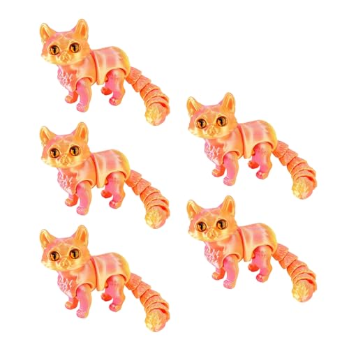 Ksikdeg Flexible bewegliche Katzen Fidgets Spielzeug Desktop Haustier Dekorationen 3 Dimensionen gedruckt realistische haarlose Statuen Flexibles Gelenk Artikuliertes zappeliges Spielzeug von Ksikdeg
