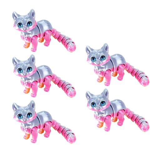 Ksikdeg Flexible bewegliche Katzen Fidgets Spielzeug Desktop Haustier Dekorationen 3 Dimensionen gedruckt realistische haarlose Statuen Flexibles Gelenk Artikuliertes zappeliges Spielzeug von Ksikdeg