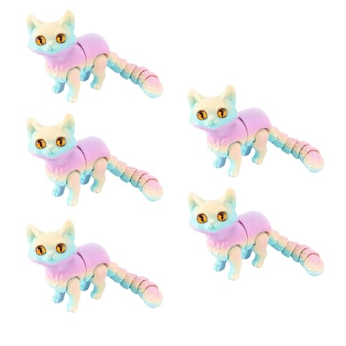 Ksikdeg Flexible bewegliche Katzen Fidgets Spielzeug Desktop Haustier Dekorationen 3 Dimensionen gedruckt realistische haarlose Statuen Flexibles Gelenk Artikuliertes zappeliges Spielzeug von Ksikdeg