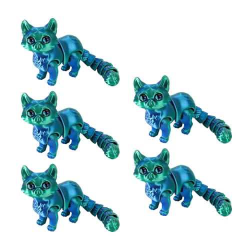 Ksikdeg Flexible bewegliche Katzen Fidgets Spielzeug Desktop Haustier Dekorationen 3 Dimensionen gedruckt realistische haarlose Statuen Flexibles Gelenk Artikuliertes zappeliges Spielzeug von Ksikdeg