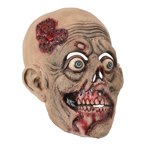 Ksikdeg Halloween Full Head Horror mit hervorstehendem Auge und zerfallender Hauttextur Cosplay Kostüm Zubehör für Damen Herren Halloween von Ksikdeg