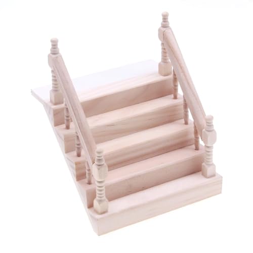 Ksikdeg Miniatur Stabile Holztreppe mit Handlauf für Puppenhäuser 1 12 Maßstab Massivholz Möbel Modelle von Ksikdeg