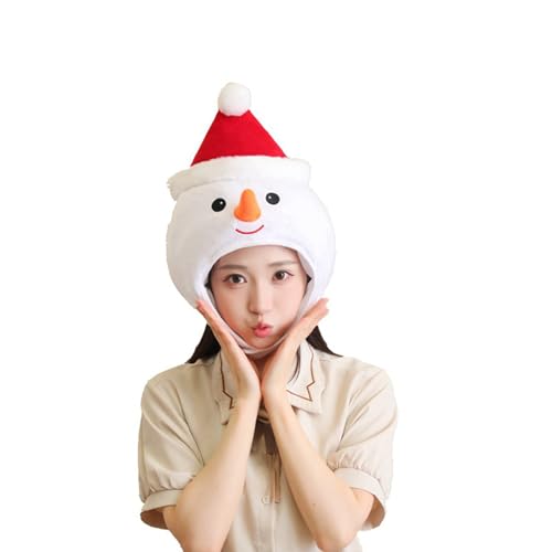 Ksikdeg Plüsch-Schneemann-Kopfbedeckung, Weihnachtsmütze für Erwachsene, bequeme Baumwolle, gefüllte Mützen, warmes Winterkostüm, Feste Ksikdeg Plüsch-Schneemann-Kopfbedeckung, Weihnachtsmütze für Erwachsene, bequeme Baumwolle, gefüllte Mützen, warmes Winterkostüm, Feste von Ksikdeg