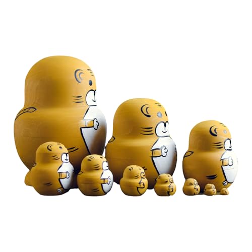 Ksikdeg Russische Matroschka 10 Schichten Holz Nesting Dolls Traditionelles Thema Handbemalte Stapelpuppen Display von Ksikdeg