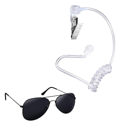 Ksikdeg Secret Security Guard Kostüm Zubehör für Herren Cosplay Kostüm mit Brille, Ohrstück und Abzeichen von Ksikdeg