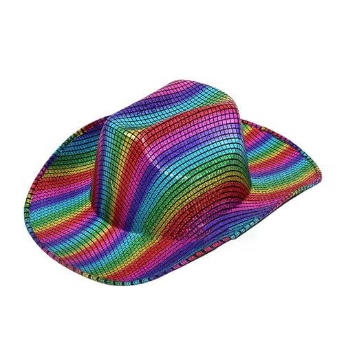 Ksikdeg Urlaubshut mit Glitzer, Panamahut, Regenbogenfarben, für Mädchen, Teenager, Hüte für Karneval, Musik von Ksikdeg