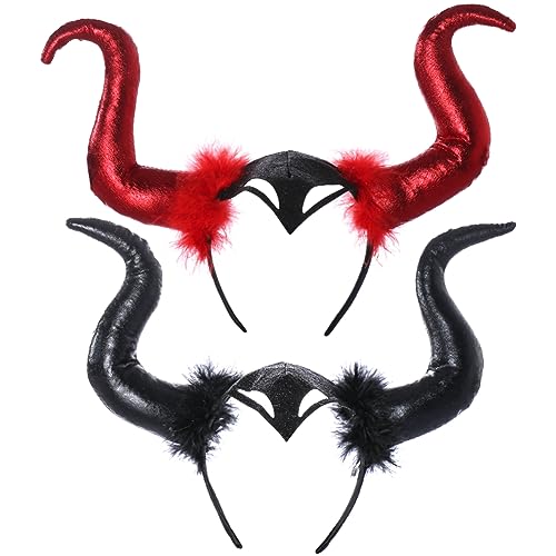 Ksopsdey 2 Pcs Halloween Dämon Hörner, Halloween Teufel Stirnband Set Hallowen Rot Horn Haarreif Dämon Cosplay Stirnband Party von Ksopsdey