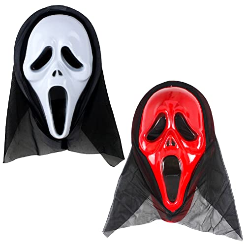 Ksopsdey 2 Stück Halloween Maske Horror, Halloween Props Decorations Maske，Scary Halloween Mask with Hood, Karneval,Gruselige Kostüme Party Maske für Halloween Mask with Hood Screaming ，Unisex von Ksopsdey