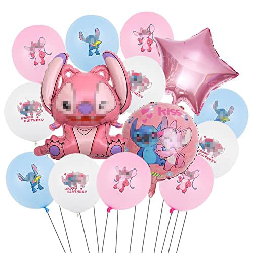 Stitch Luftballons für Kinder-Lilo und Stitch Geburtstagsdeko, 16 Stück Stitch Partydekorationen Geburtstagsdeko Themenparty, Kinder aluminiumfolie Ballon Cartoon Partei liefert von Ksopsdey