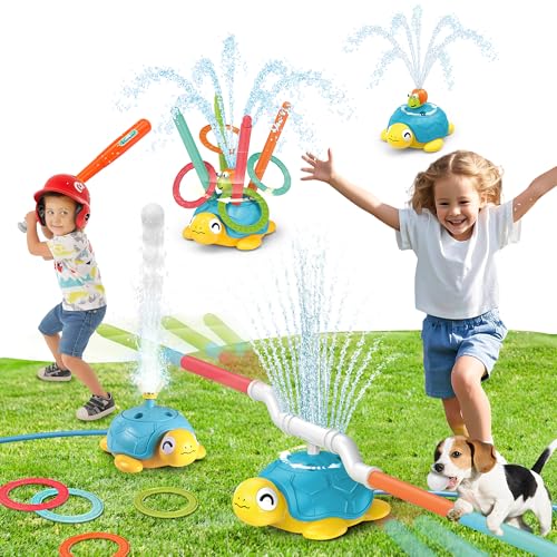 4 in 1 Wasserspielzeug Kinder Outdoor, Sommer Schildkröte Wassersprinkler Spielzeug mit Baseball, Wurfspiel, Sprungaktion & 360° Drehende Splash Spiele, Garten Spielzeug für 3-12 Jahre Jungen Mädchen 4 in 1 Wasserspielzeug Kinder Outdoor, Sommer Schildkröte Wassersprinkler Spielzeug mit Baseball, Wurfspiel, Sprungaktion & 360° Drehende Splash Spiele, Garten Spielzeug für 3-12 Jahre Jungen Mädchen von Kssvzz