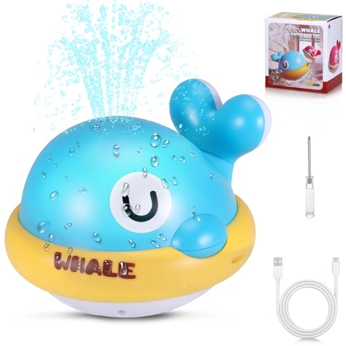 Kssvzz Whale Badespielzeug, Wiederaufladbares Baby Badewannenspielzeug mit Licht, Badewann Spielzeug Kinder Geschenk für Jungen und Mädchen (Blau) von Kssvzz